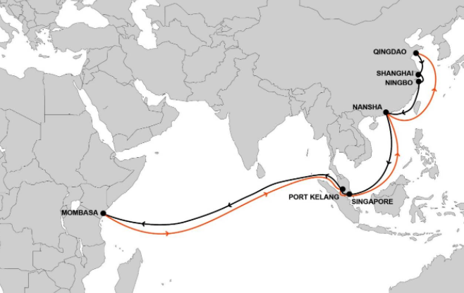 为满足亚洲主要港口的运力需求，多家船公司联合推出亚洲-东非新航线服务